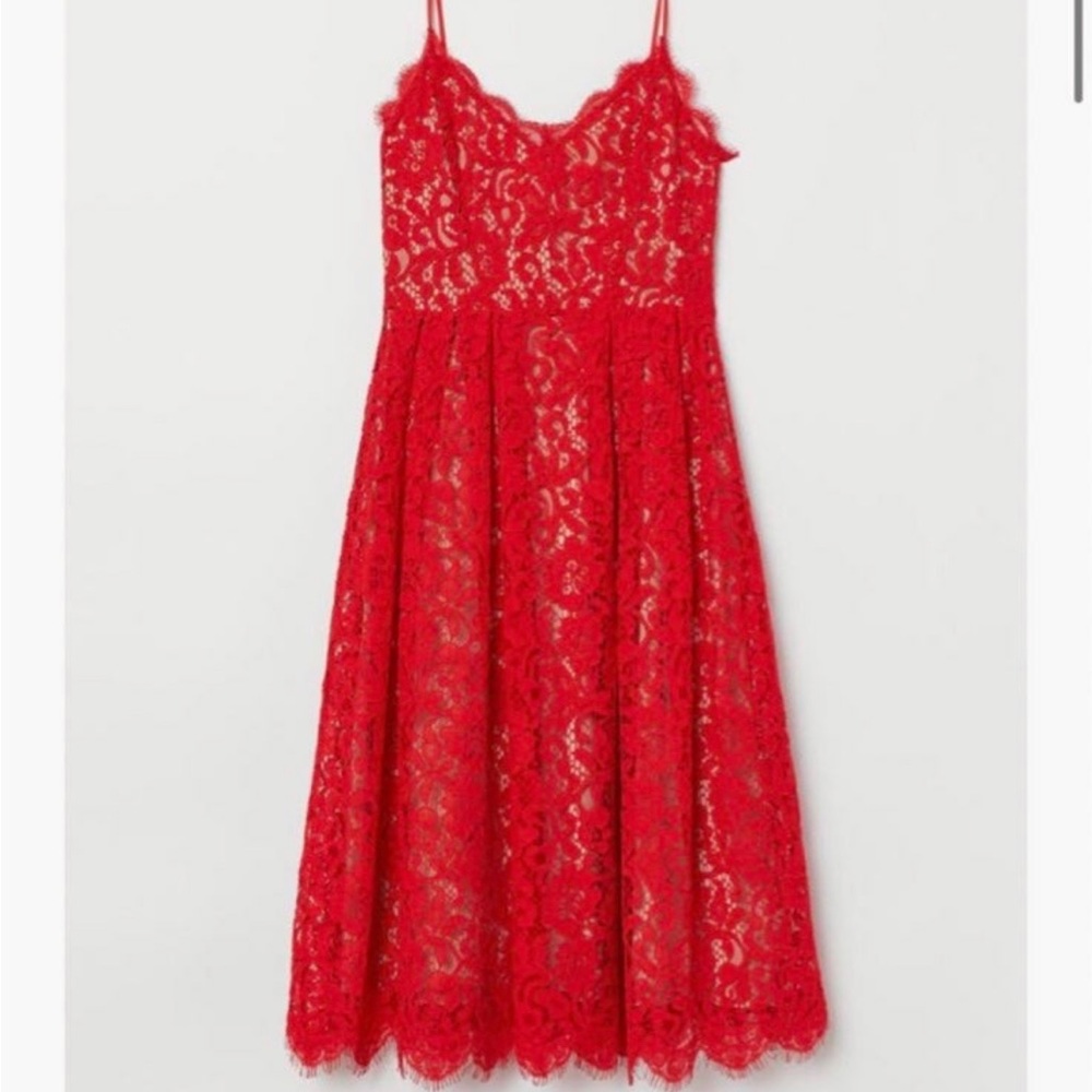 Red dress with nude lining